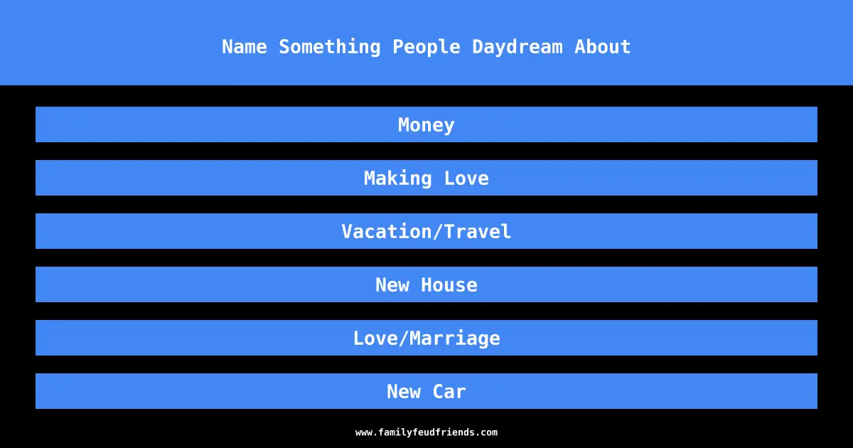 Name Something People Daydream About answer