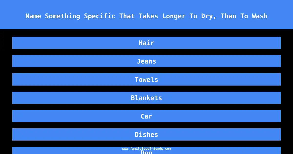 Name Something Specific That Takes Longer To Dry, Than To Wash answer