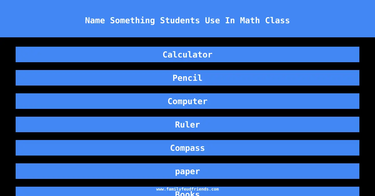 Name Something Students Use In Math Class answer