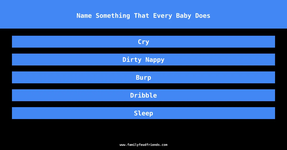 Name Something That Every Baby Does answer