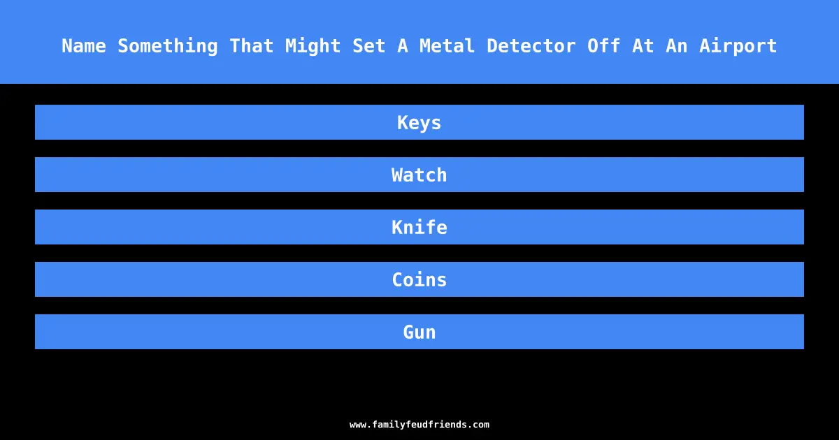 Name Something That Might Set A Metal Detector Off At An Airport answer