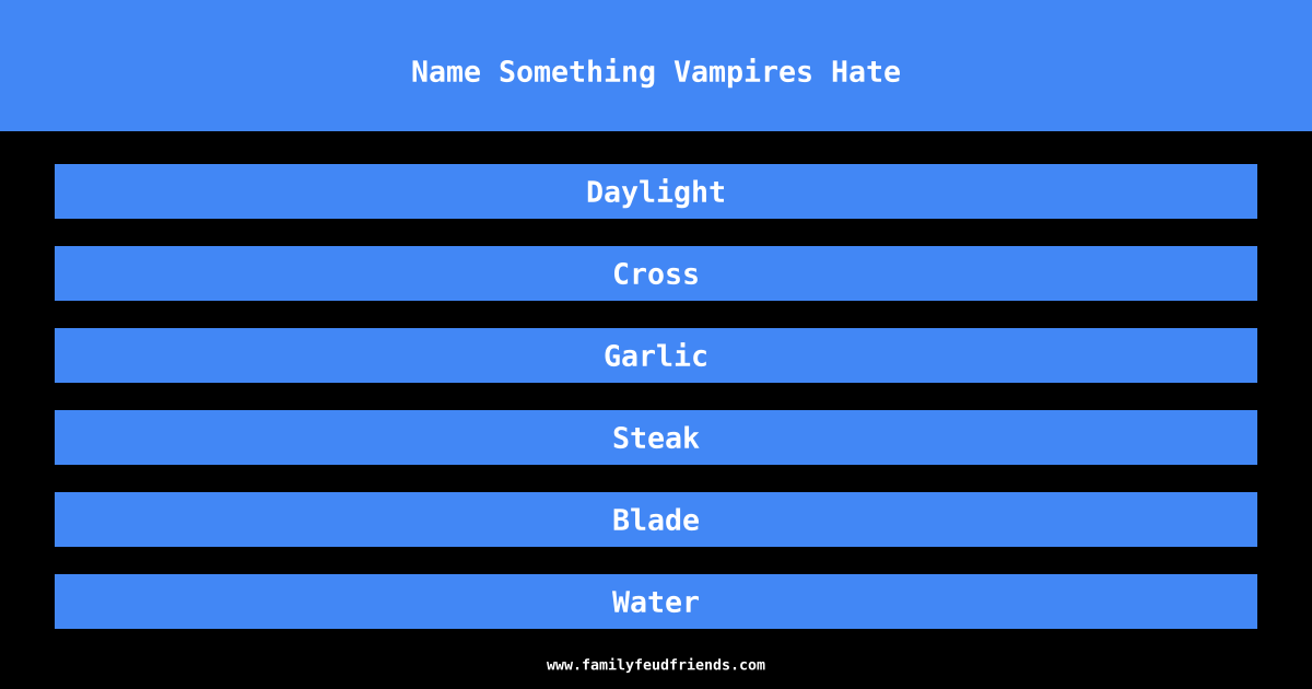 Name Something Vampires Hate answer