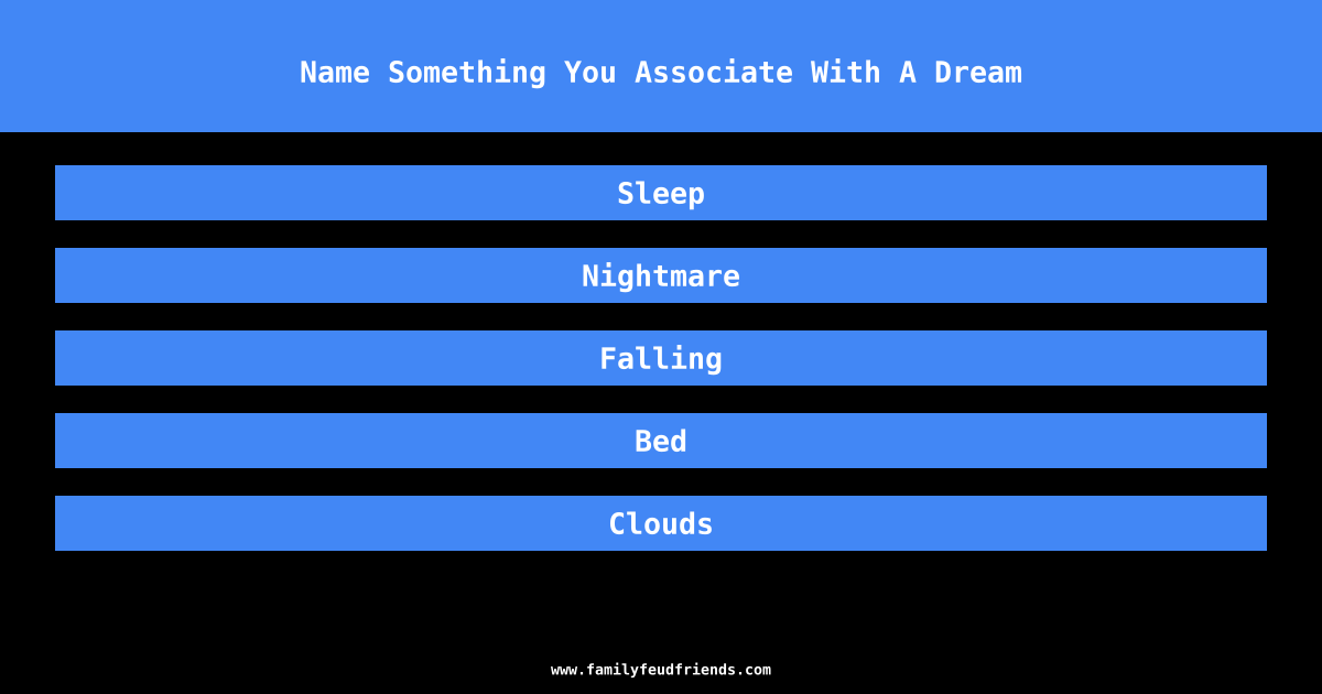 Name Something You Associate With A Dream answer
