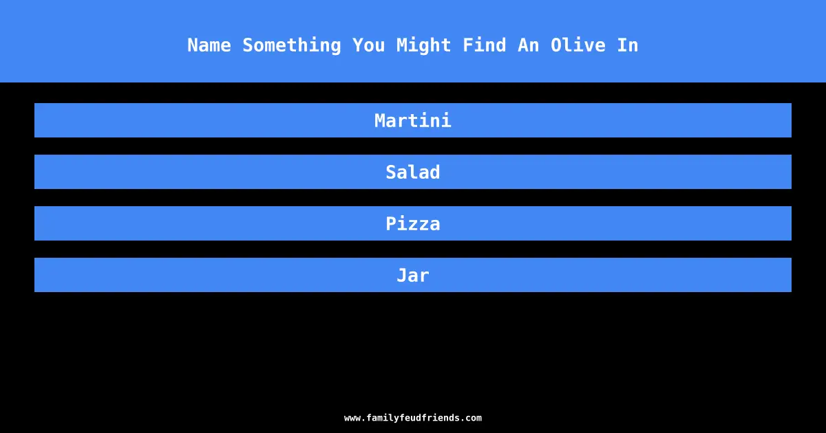 Name Something You Might Find An Olive In answer