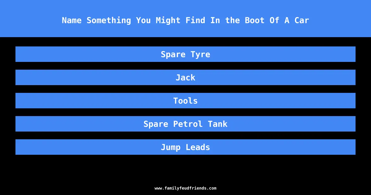 Name Something You Might Find In the Boot Of A Car answer