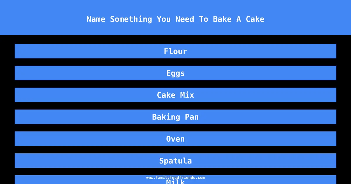 Name Something You Need To Bake A Cake answer