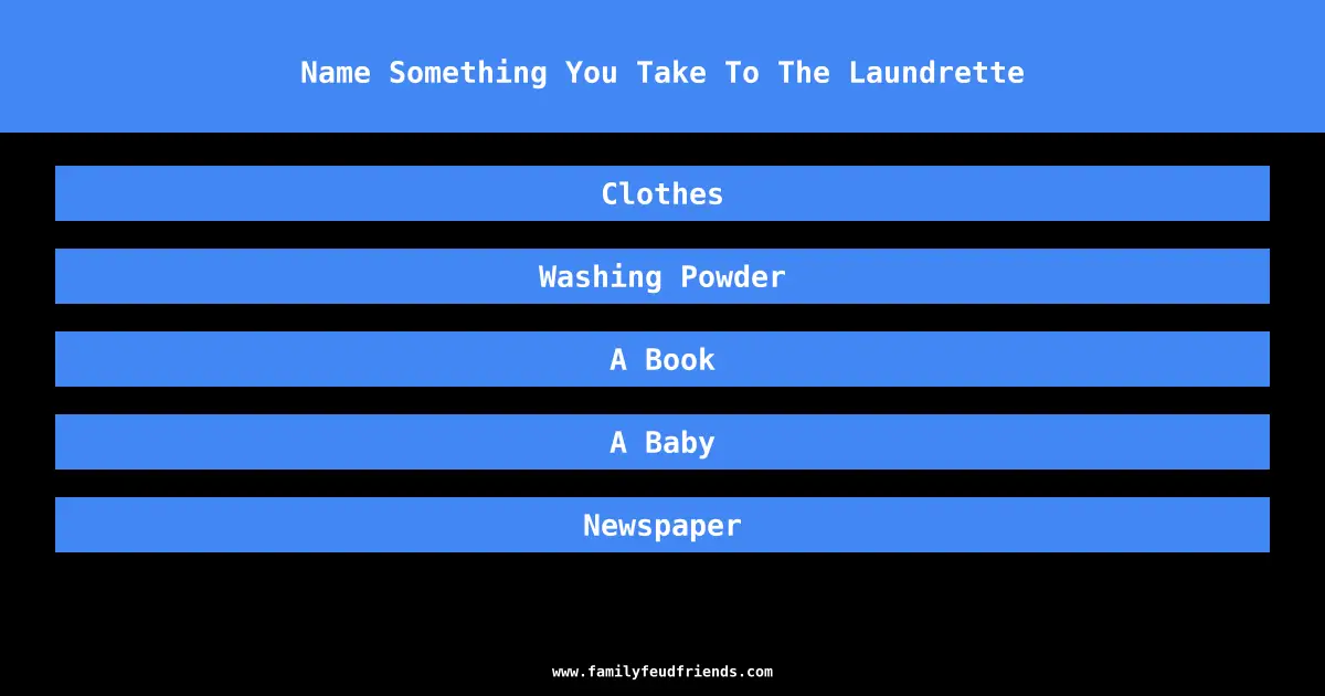 Name Something You Take To The Laundrette answer