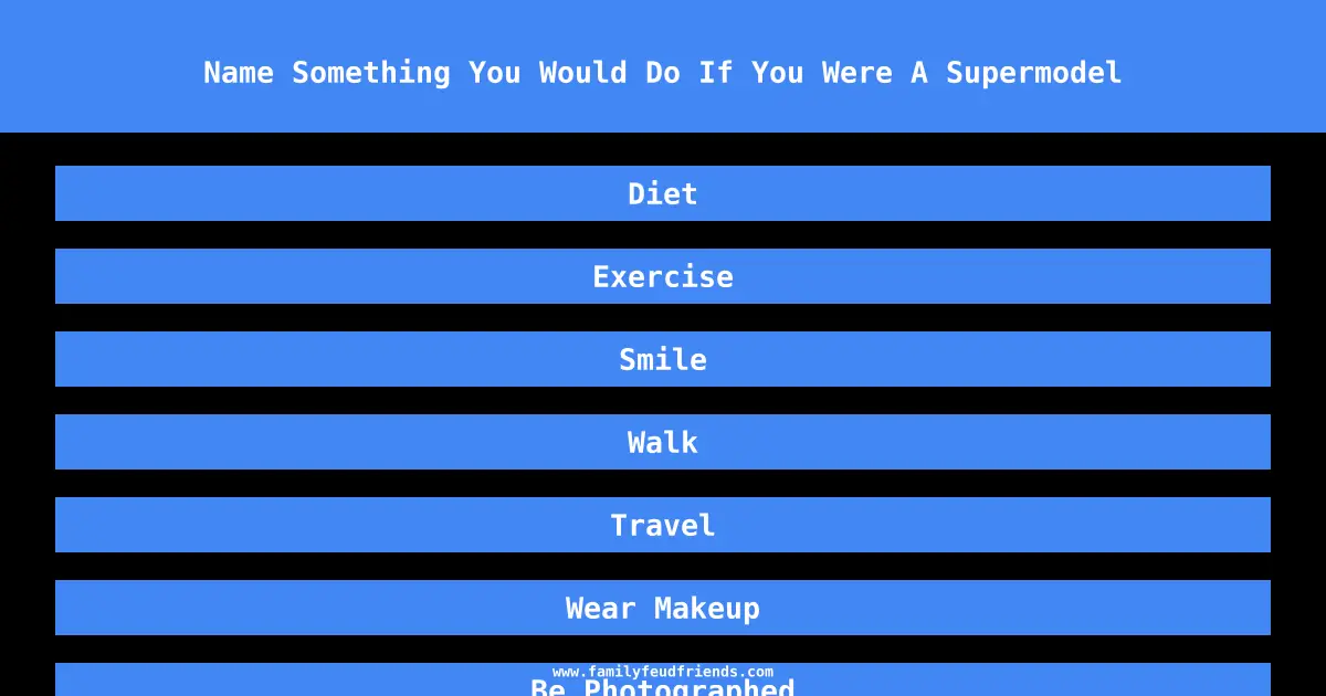 Name Something You Would Do If You Were A Supermodel answer