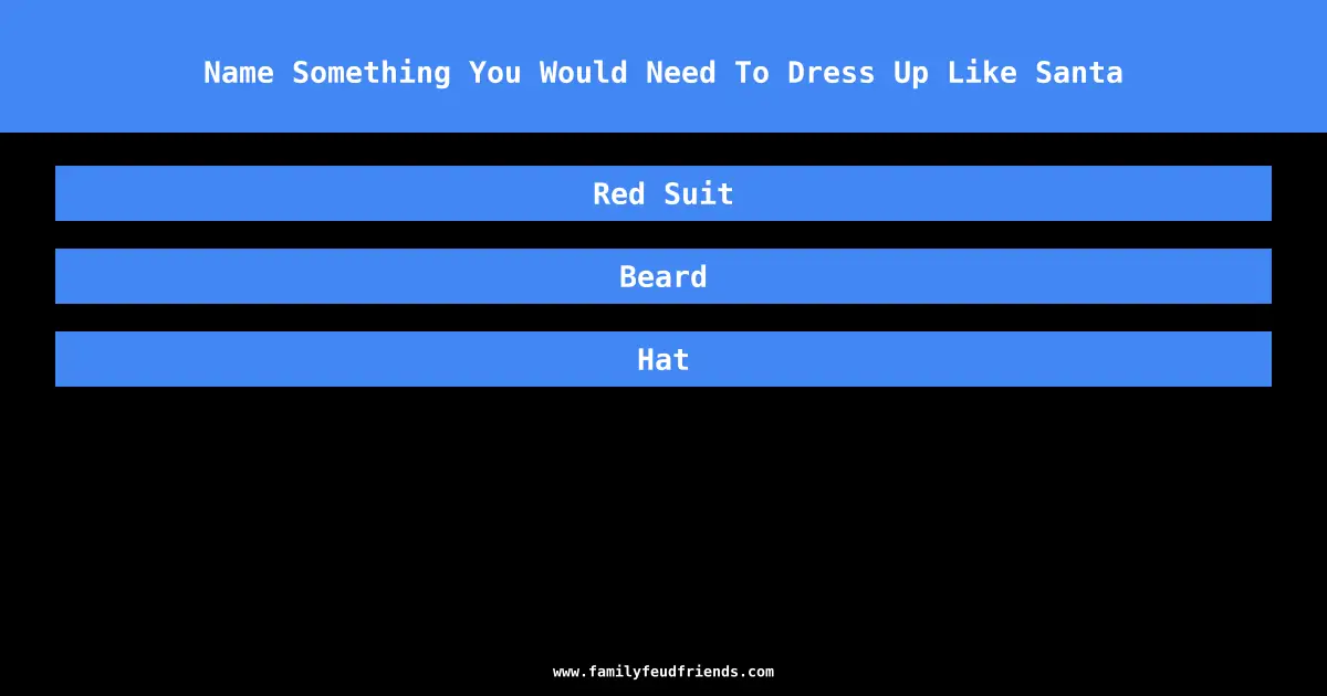 Name Something You Would Need To Dress Up Like Santa answer