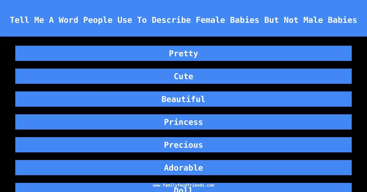 Tell Me A Word People Use To Describe Female Babies But Not Male Babies answer