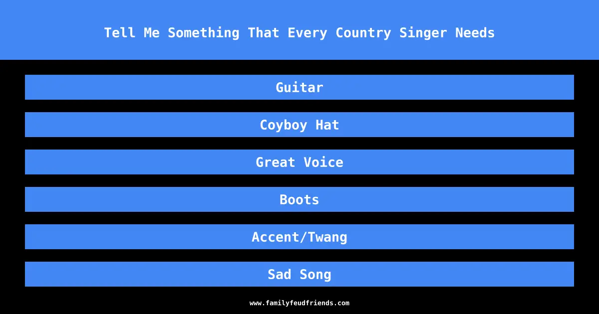 Tell Me Something That Every Country Singer Needs answer