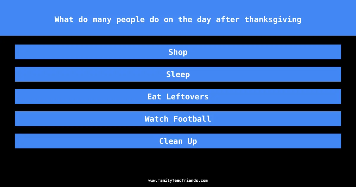 What do many people do on the day after thanksgiving answer