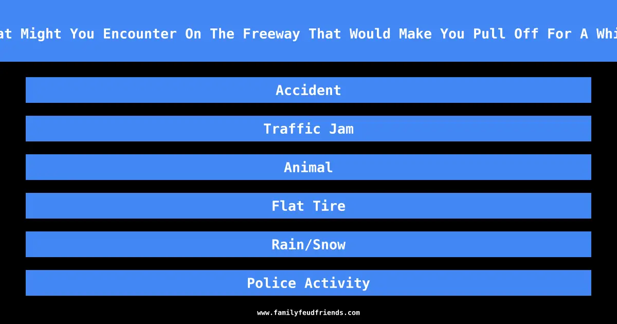 What Might You Encounter On The Freeway That Would Make You Pull Off For A While answer