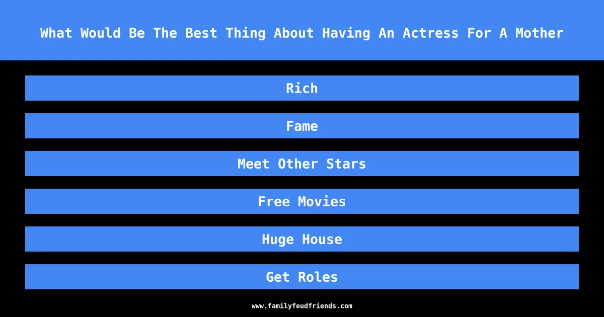 What Would Be The Best Thing About Having An Actress For A Mother answer