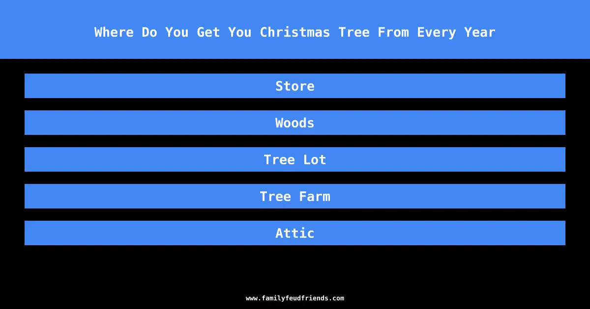Where Do You Get You Christmas Tree From Every Year answer