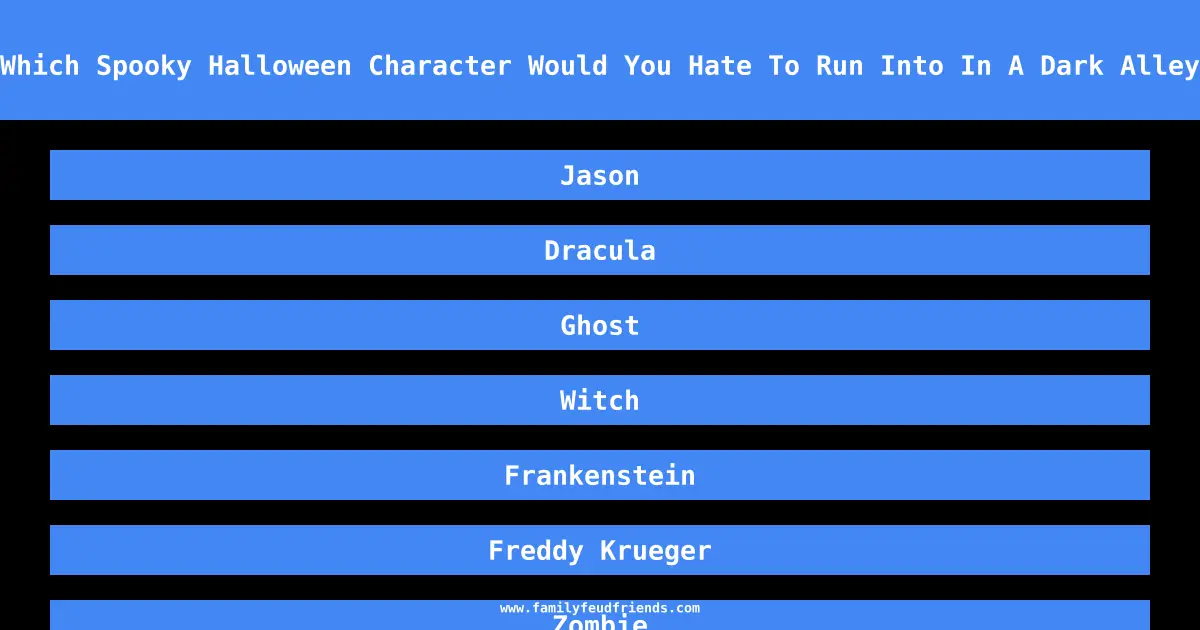 Which Spooky Halloween Character Would You Hate To Run Into In A Dark Alley answer