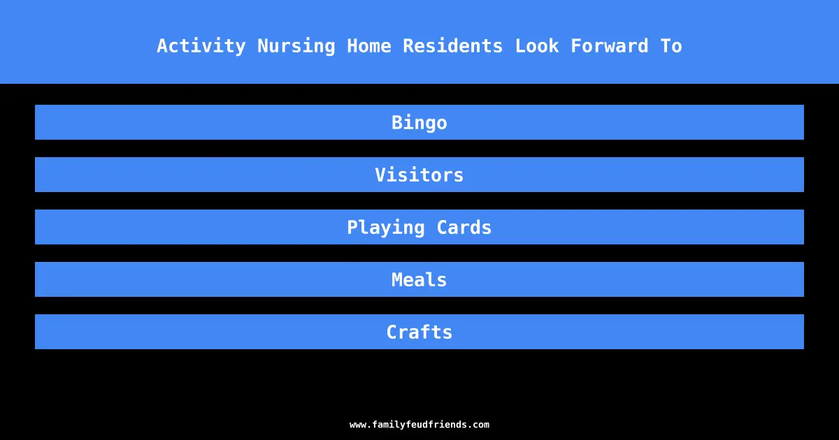 Activity Nursing Home Residents Look Forward To answer