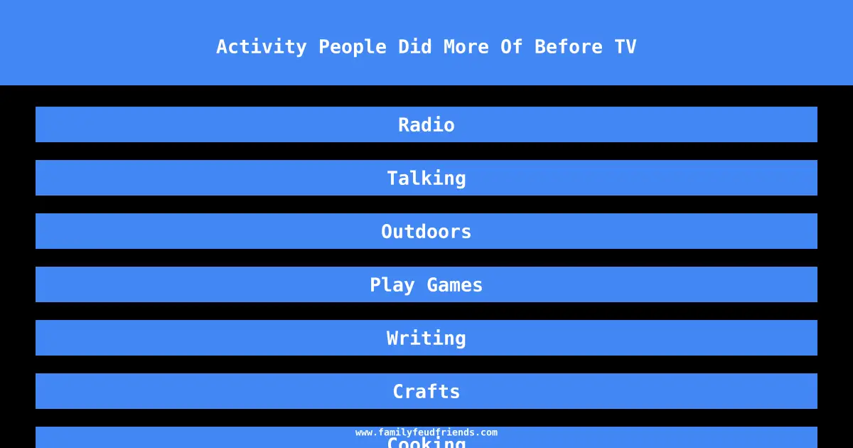 Activity People Did More Of Before TV answer