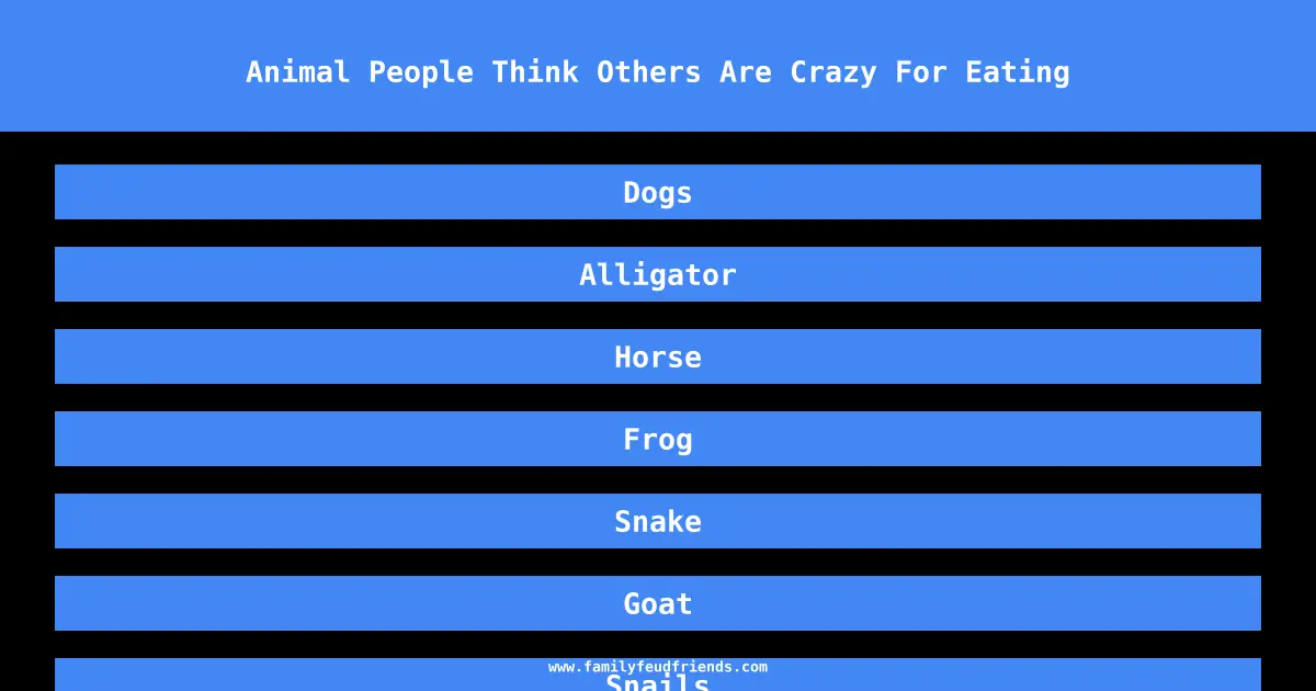 Animal People Think Others Are Crazy For Eating answer