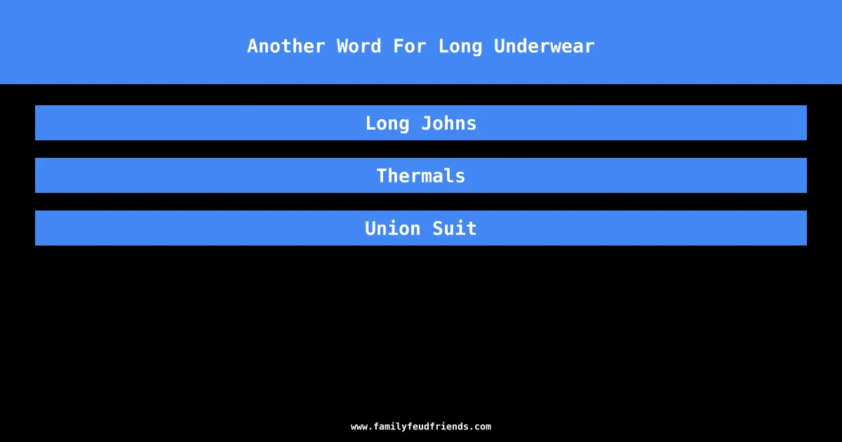 Another Word For Long Underwear answer