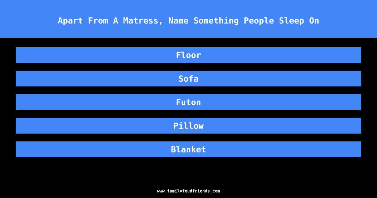 Apart From A Matress, Name Something People Sleep On answer