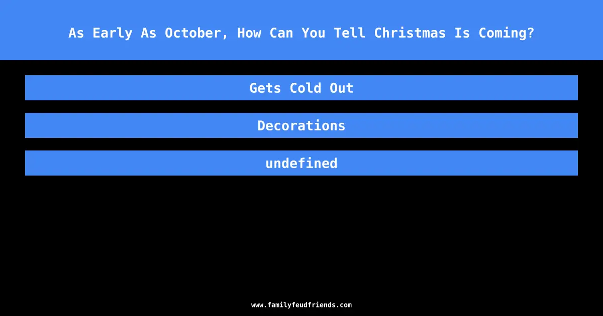As Early As October, How Can You Tell Christmas Is Coming? answer