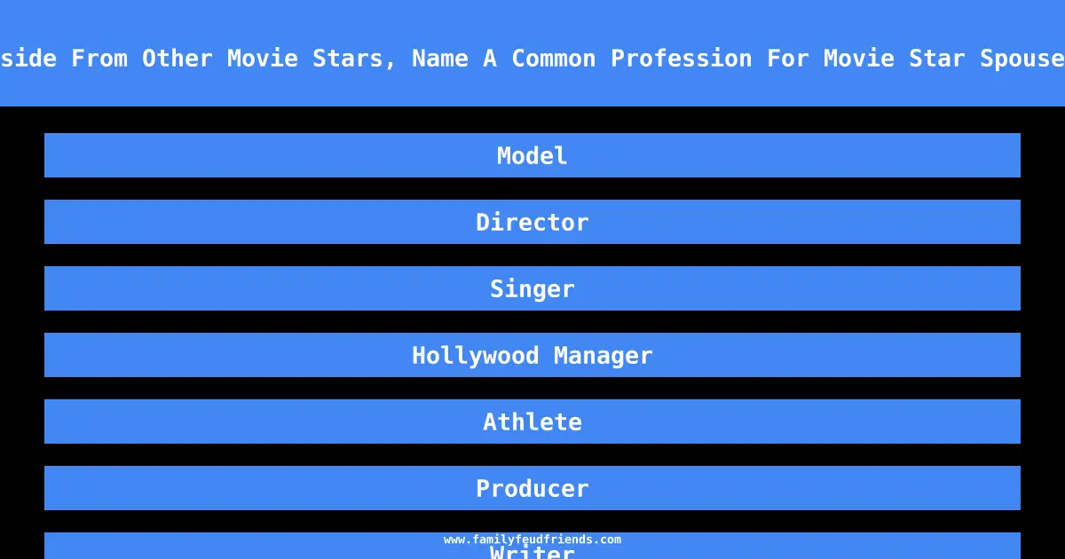 Aside From Other Movie Stars, Name A Common Profession For Movie Star Spouses answer