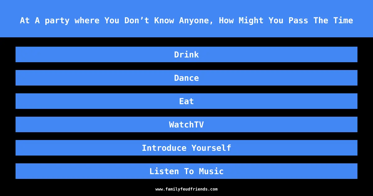 At A party where You Don’t Know Anyone, How Might You Pass The Time answer