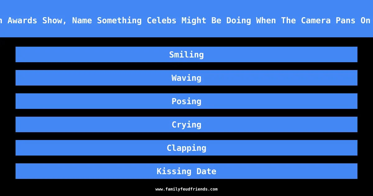 At An Awards Show, Name Something Celebs Might Be Doing When The Camera Pans On Them answer