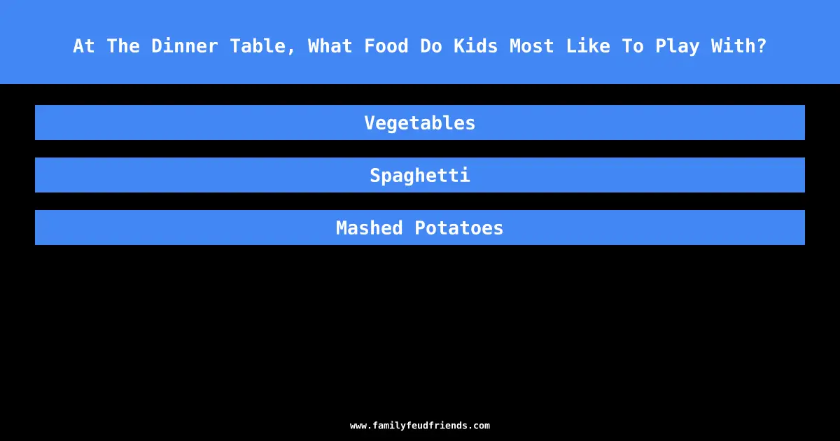 At The Dinner Table, What Food Do Kids Most Like To Play With? answer