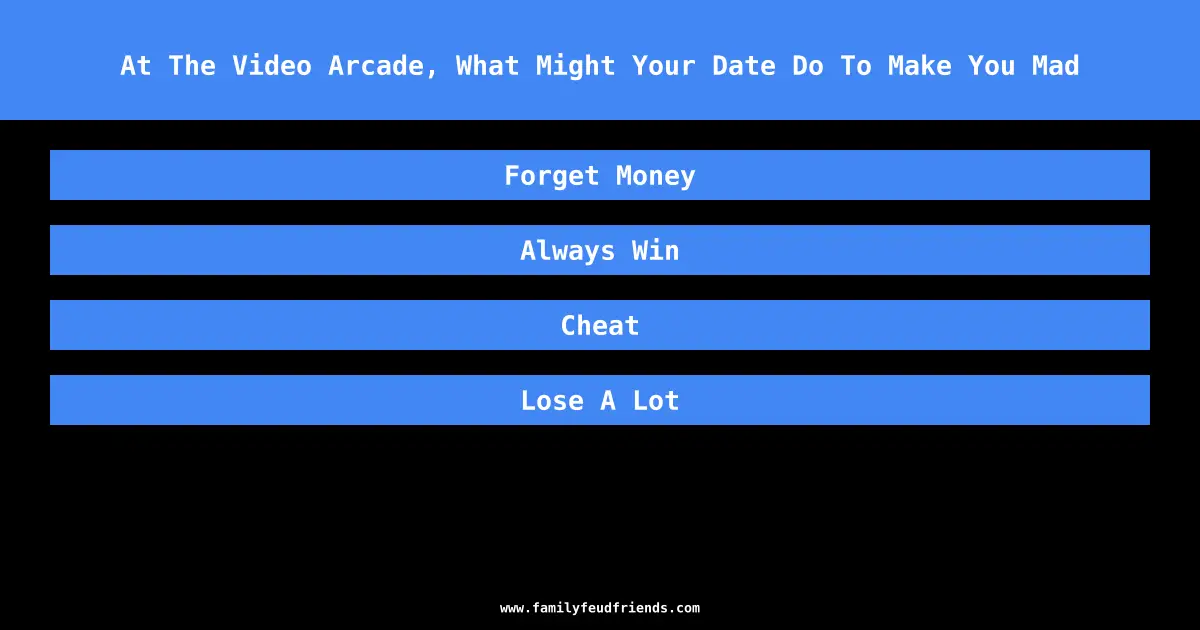 At The Video Arcade, What Might Your Date Do To Make You Mad answer