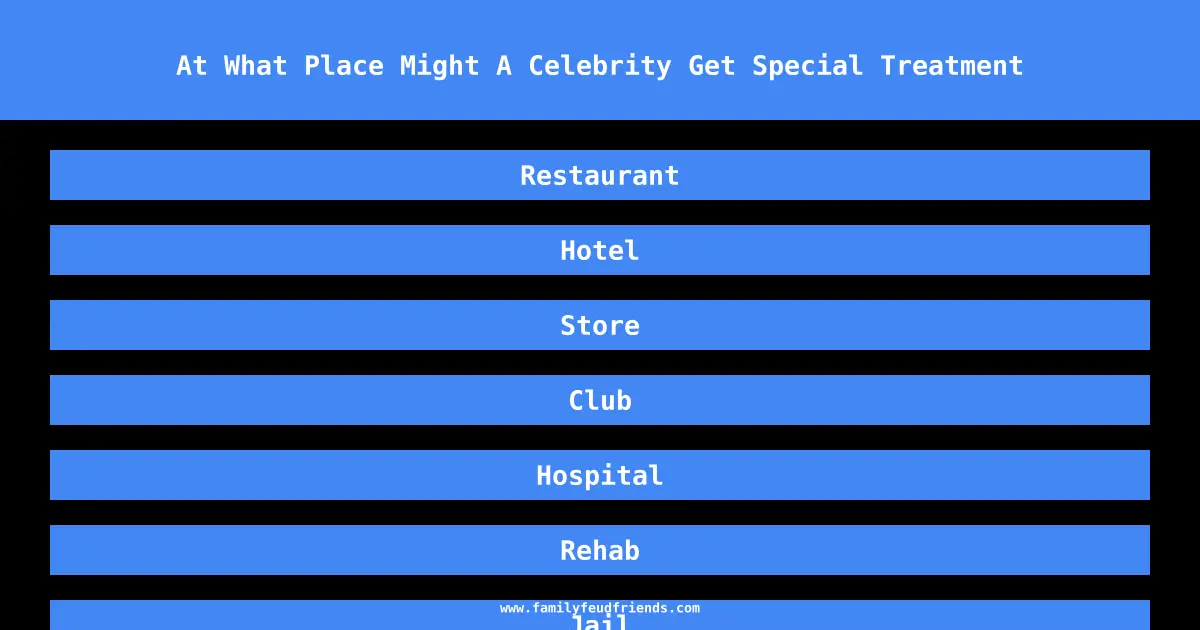 At What Place Might A Celebrity Get Special Treatment answer