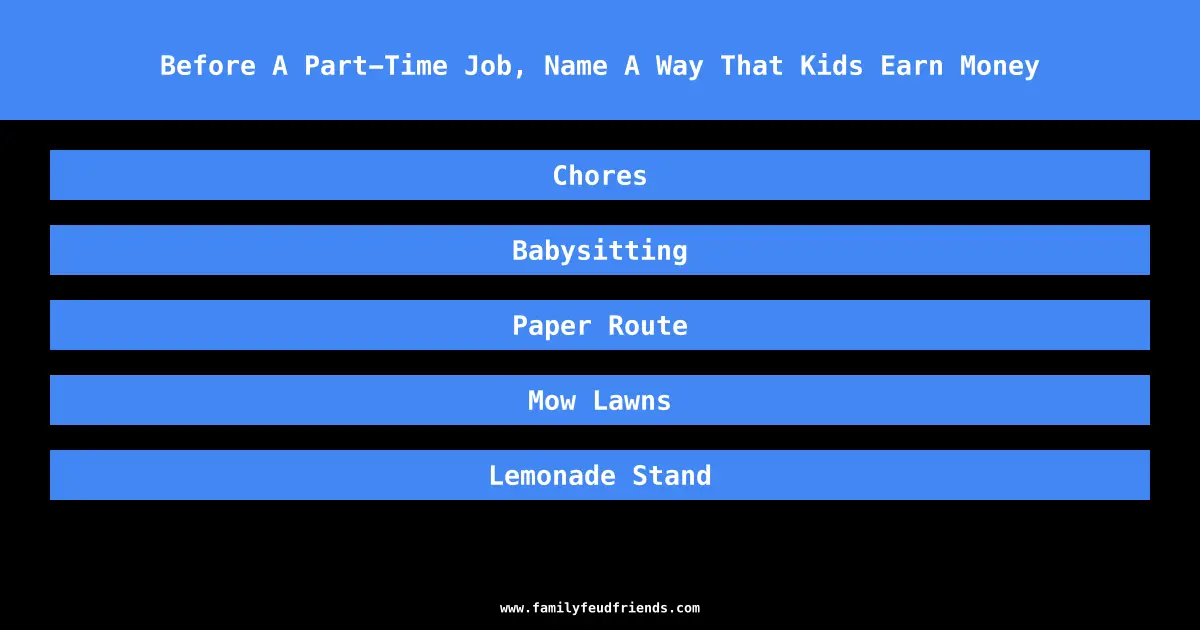 Before A Part-Time Job, Name A Way That Kids Earn Money answer