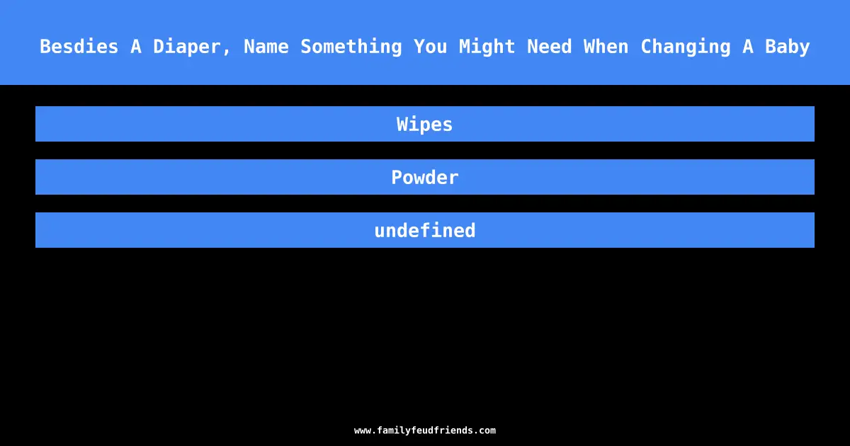 Besdies A Diaper, Name Something You Might Need When Changing A Baby answer