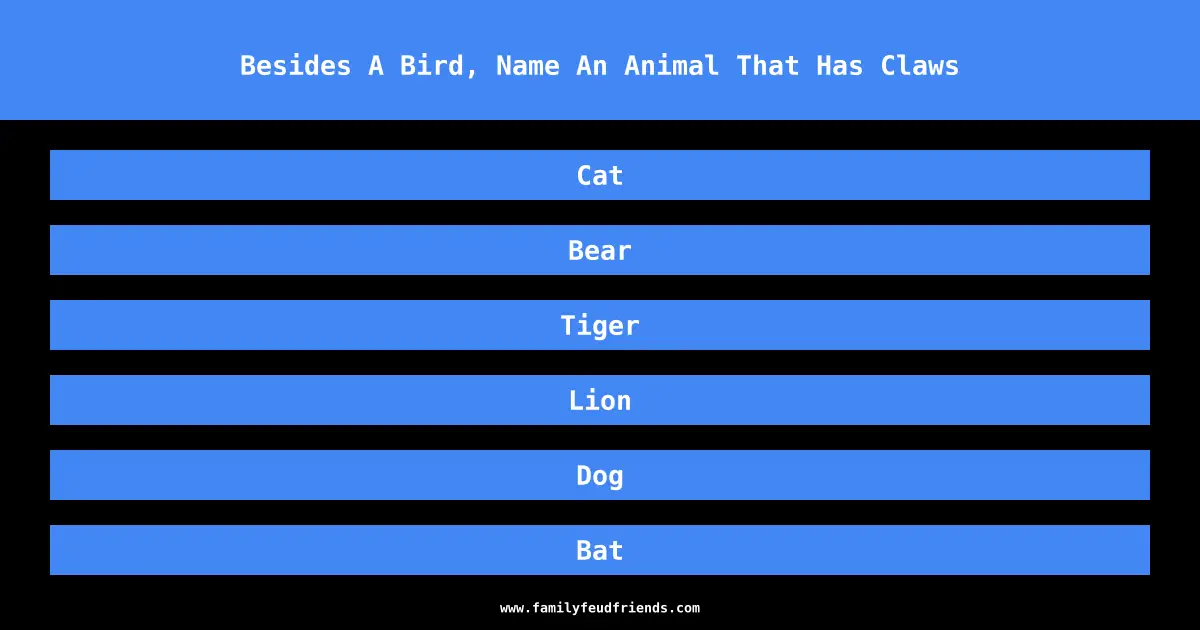 Besides A Bird, Name An Animal That Has Claws answer