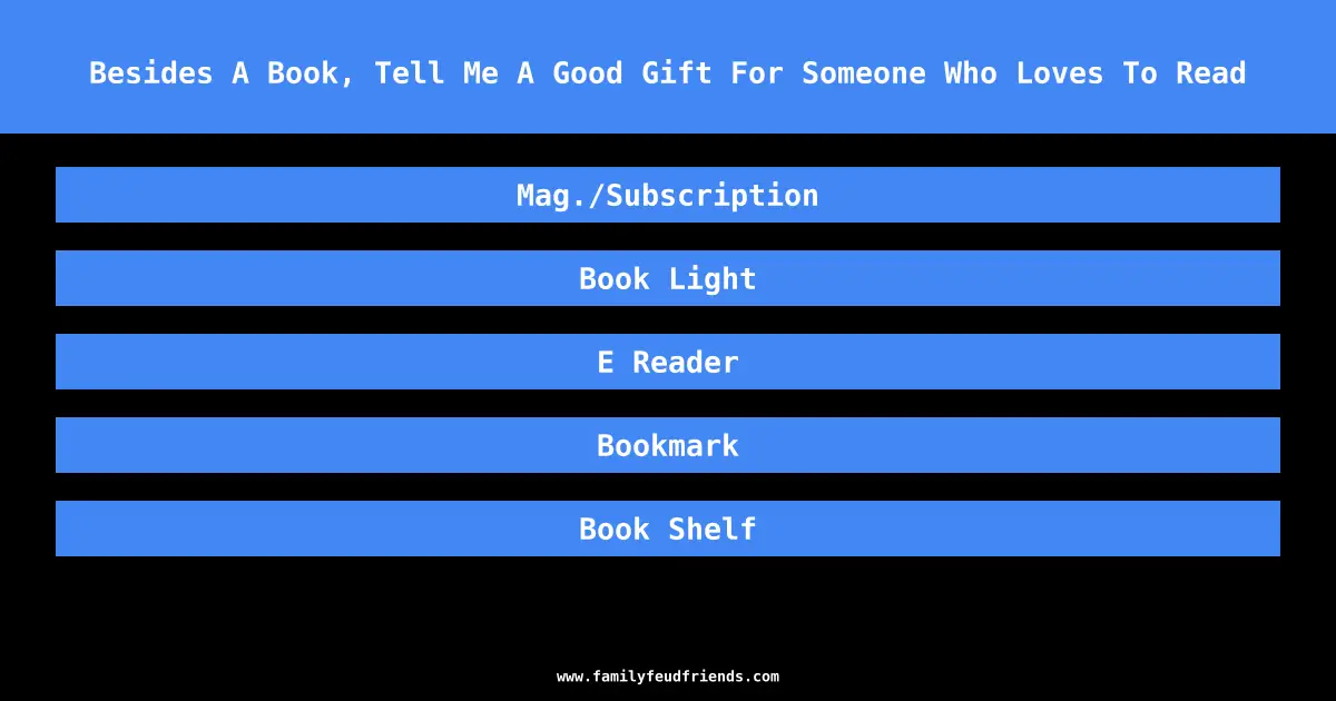 Besides A Book, Tell Me A Good Gift For Someone Who Loves To Read answer