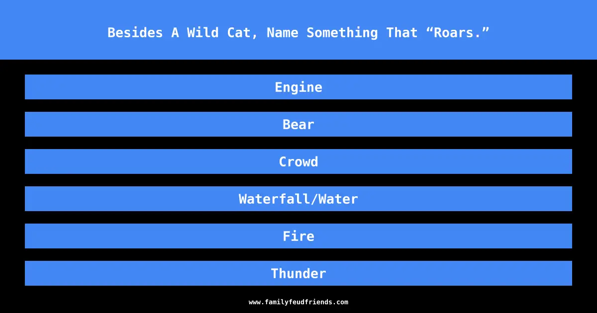 Besides A Wild Cat, Name Something That “Roars.” answer