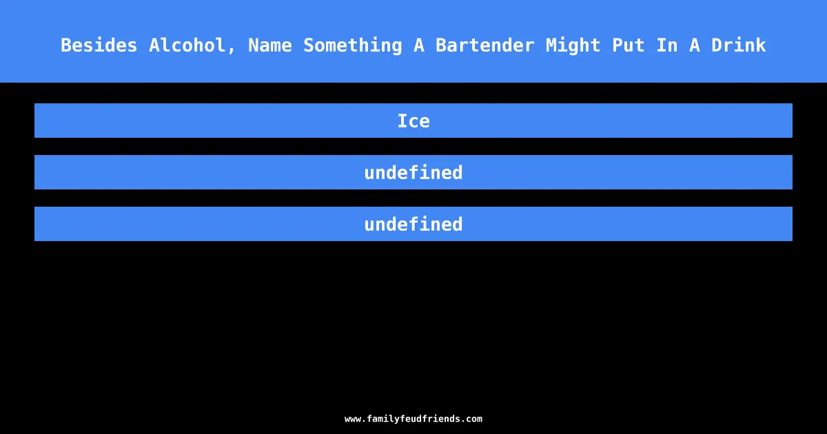 Besides Alcohol, Name Something A Bartender Might Put In A Drink answer