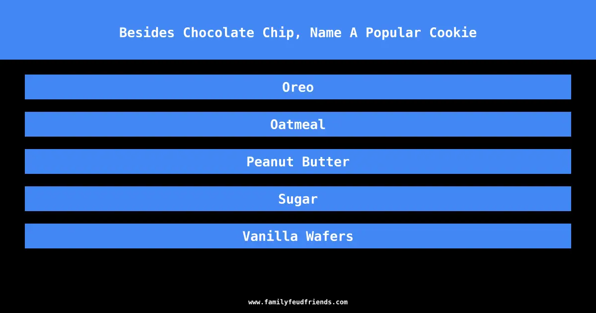 Besides Chocolate Chip, Name A Popular Cookie answer