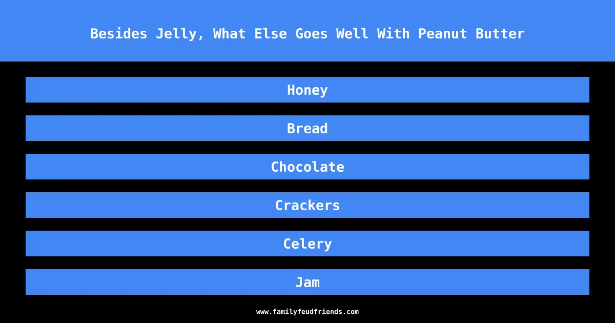 Besides Jelly, What Else Goes Well With Peanut Butter answer