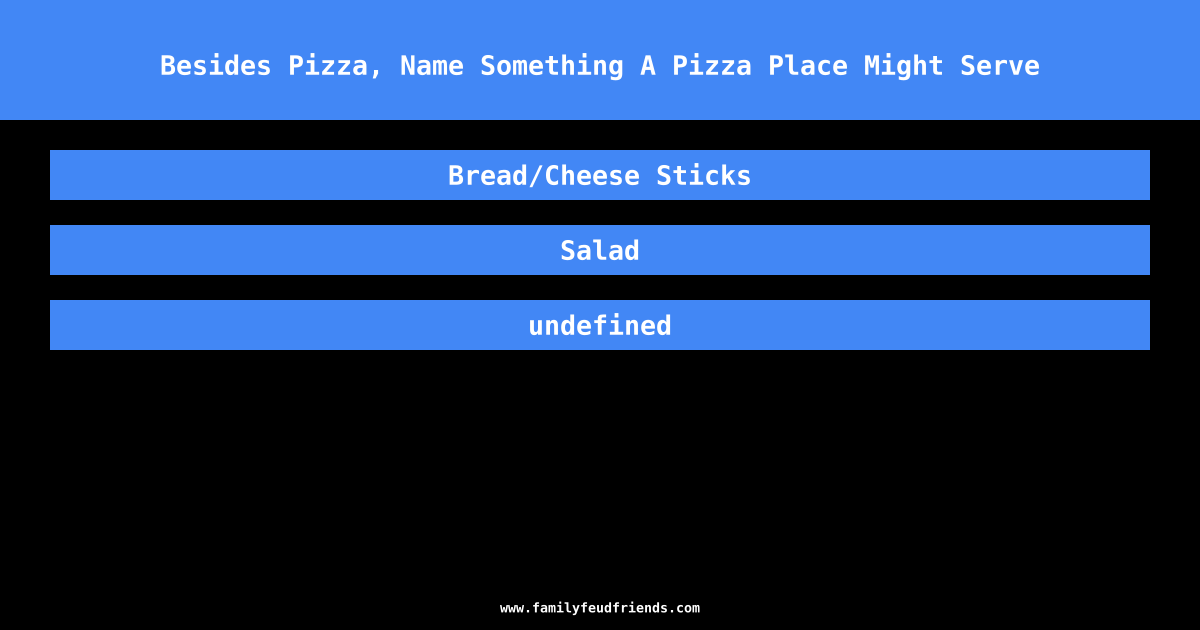 Besides Pizza, Name Something A Pizza Place Might Serve answer