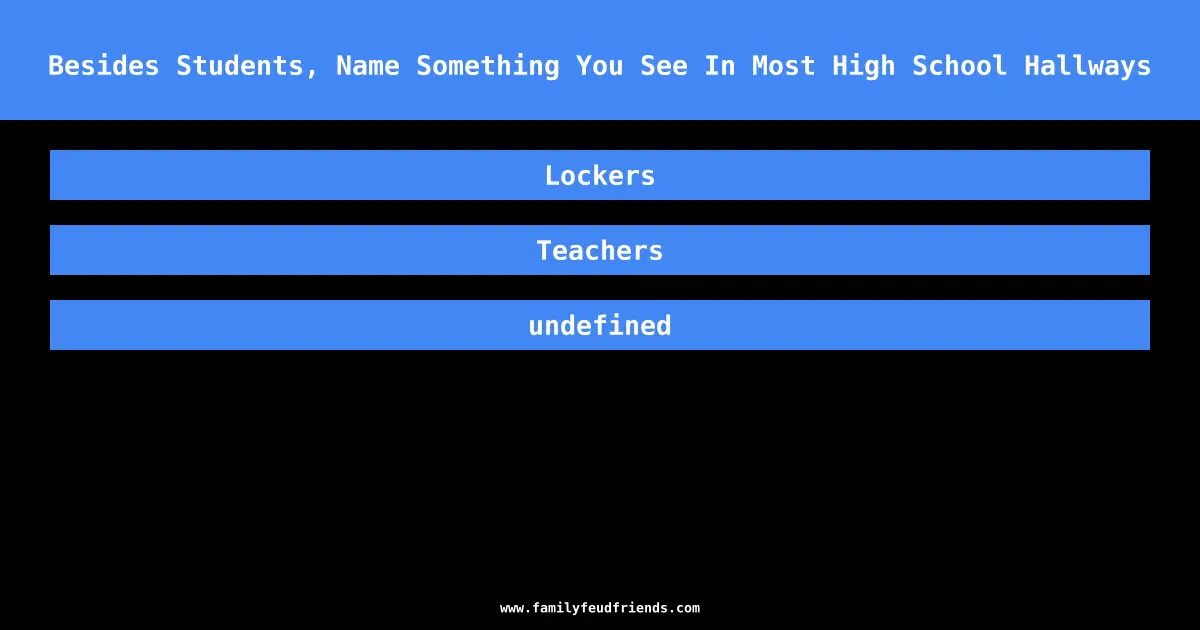 Besides Students, Name Something You See In Most High School Hallways answer