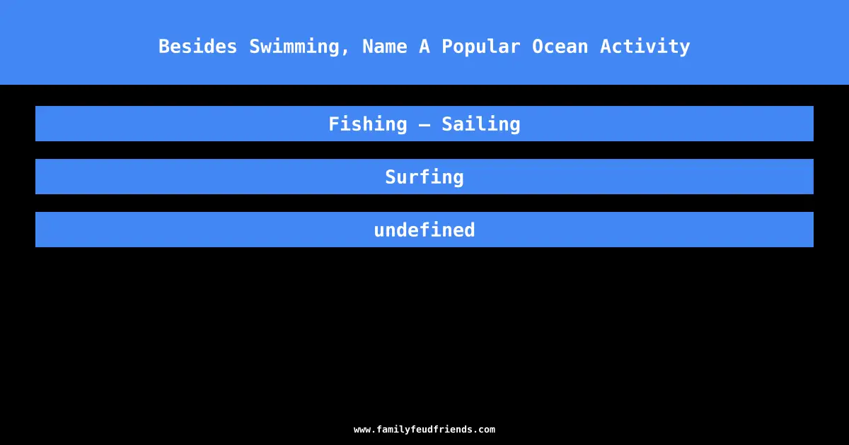 Besides Swimming, Name A Popular Ocean Activity answer