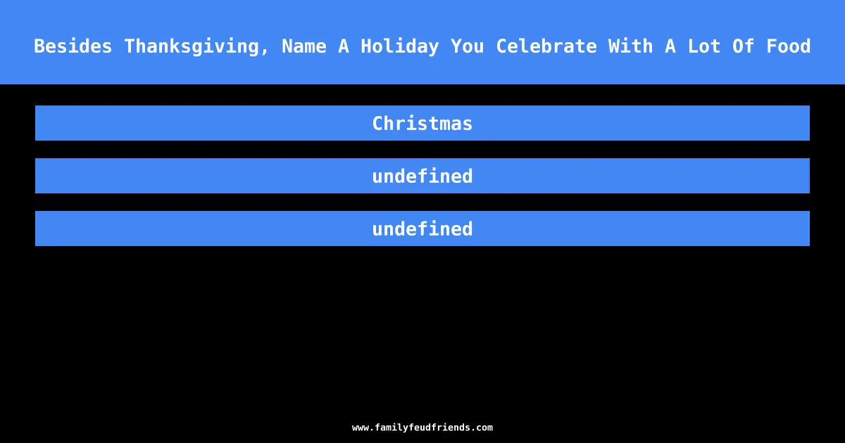 Besides Thanksgiving, Name A Holiday You Celebrate With A Lot Of Food answer