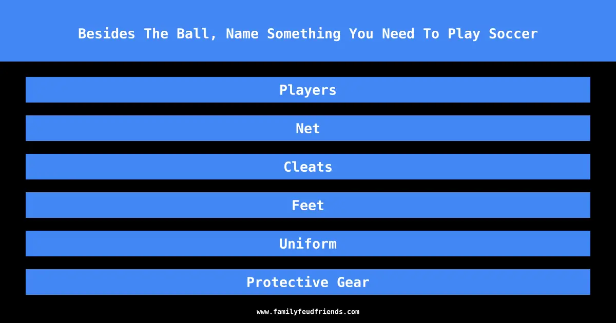 Besides The Ball, Name Something You Need To Play Soccer answer