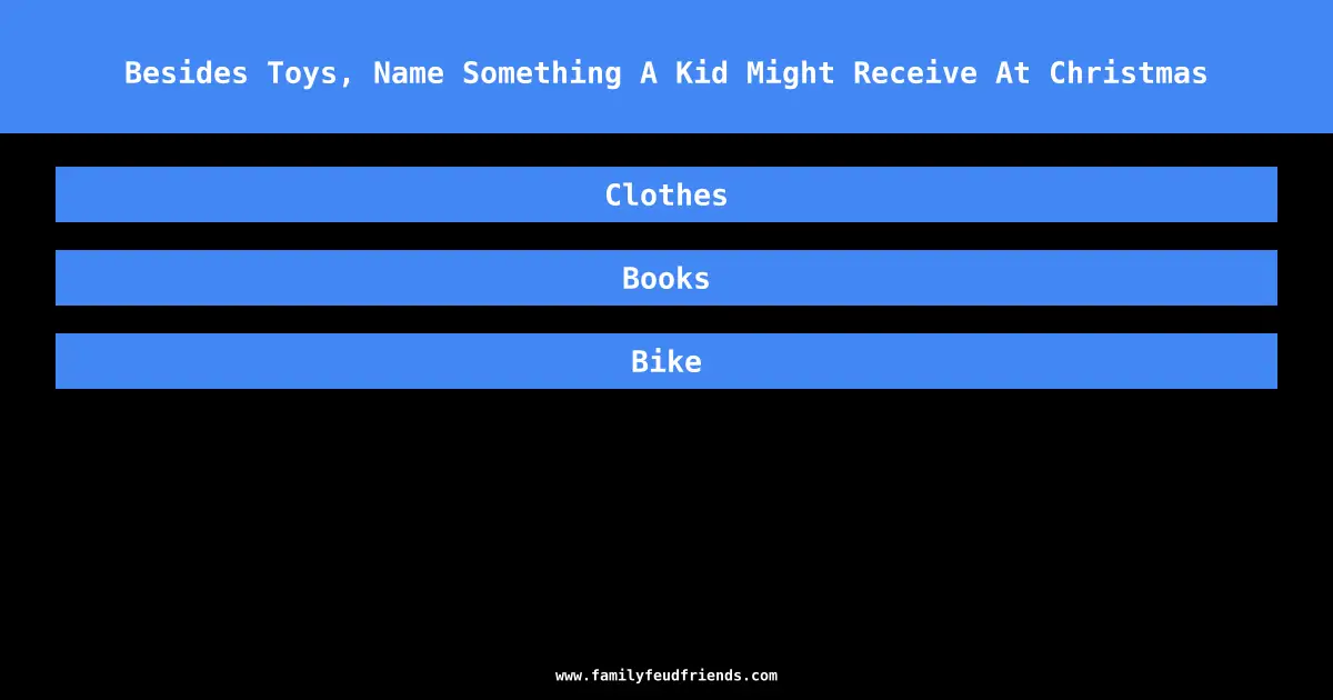 Besides Toys, Name Something A Kid Might Receive At Christmas answer