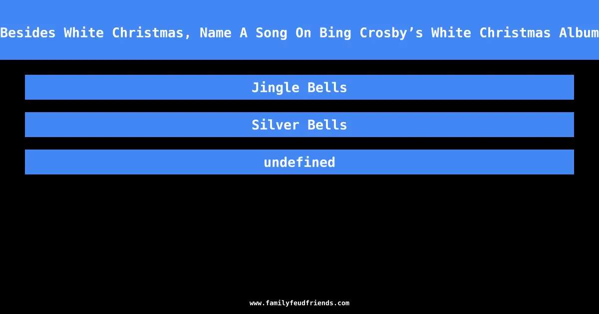 Besides White Christmas, Name A Song On Bing Crosby’s White Christmas Album answer