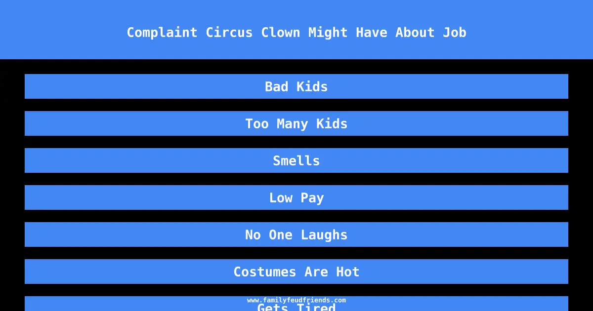 Complaint Circus Clown Might Have About Job answer