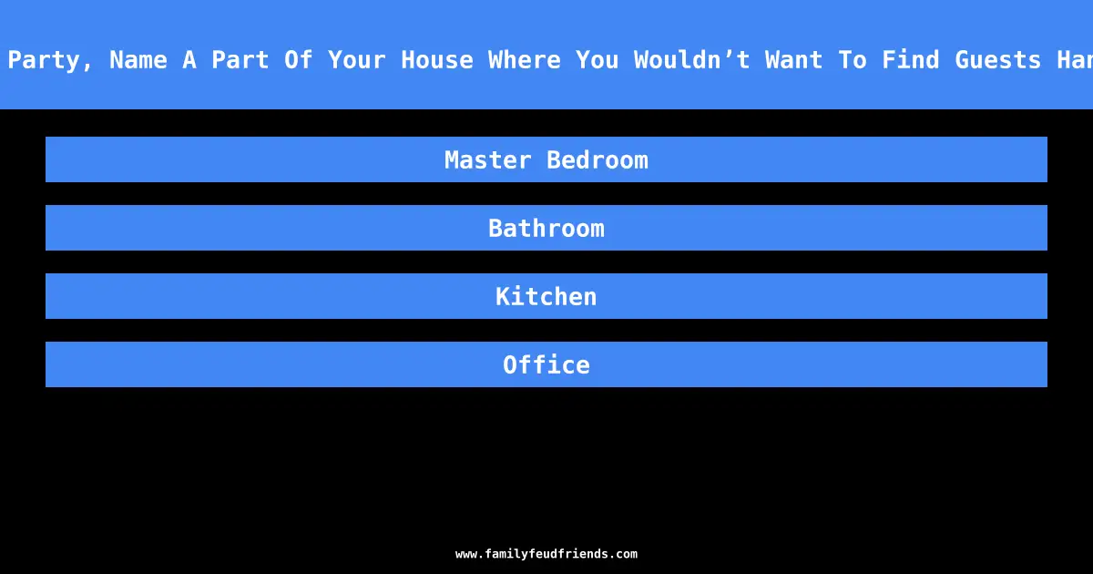 During A Party, Name A Part Of Your House Where You Wouldn’t Want To Find Guests Hanging Out answer