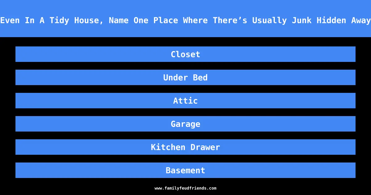 Even In A Tidy House, Name One Place Where There’s Usually Junk Hidden Away answer